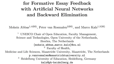 Identifying Critical Features for Formative Essay Feedback with Artificial Neural Networks and Backward Elimination featured image