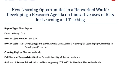 New Learning Opportunities in a Networked World: Developing a Research Agenda on Innovative uses of ICTs for Learning and Teaching featured image