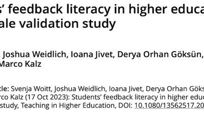 Students’feedback literacy in higher education: an initial scale validation study featured image