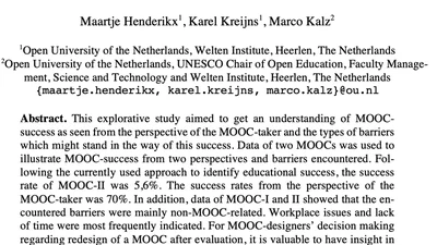 To Change or not to Change? That’s the Question… On MOOC-Success, Barriers and their Implications featured image