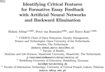 Identifying Critical Features for Formative Essay Feedback with Artificial Neural Networks and Backward Elimination