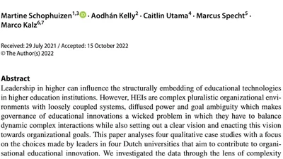 Enabling educational innovation through complexity leadership? Perspectives from four Dutch universities featured image