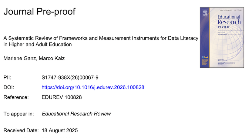 A Systematic Review of Frameworks and Measurement Instruments for Data Literacy in Higher and Adult Education