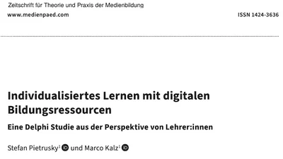 Individualisiertes Lernen mit digitalen Bildungsressourcen: Eine Delphi Studie aus der Perspektive von Lehrer:innen. featured image