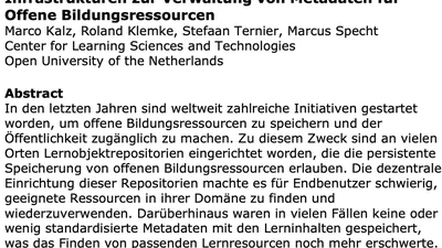 Infrastrukturen zur Verwaltung von Metadaten für Offene Bildungsressourcen featured image