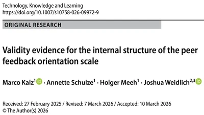 Validity evidence for the internal structure of the peer feedback orientation scale featured image