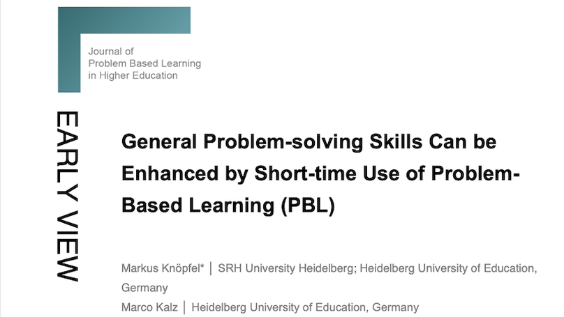 General Problem-solving Skills Can be Enhanced by Short-time Use of Problem-Based Learning (PBL)