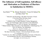 The Influence of Self-regulation, Self-efficacy and Motivation as Predictors of Barriers to Satisfaction in MOOCs