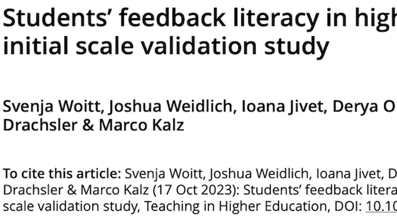 Students’feedback literacy in higher education: an initial scale validation study